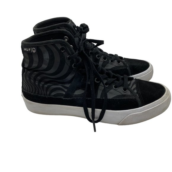 HUF worldwide mens skate high tops size 6 black skateboarding